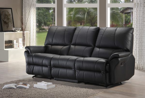 black leather recliner set